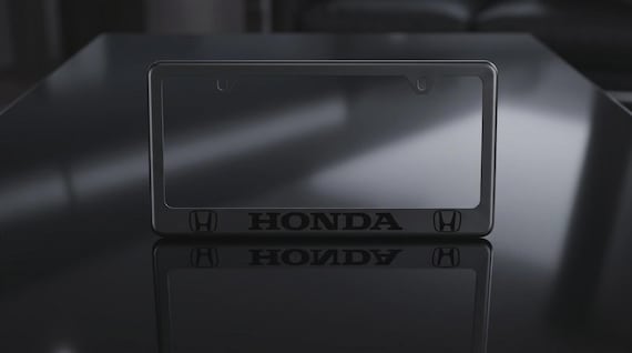 Black on Black Honda License Plate Frame Stainless-Steel Universal Fit Double Logo