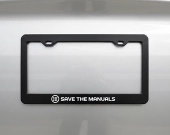 Cadre de plaque d'immatriculation en acier inoxydable Save The Manuals, course, levier de vitesses, levier de vitesses manuel