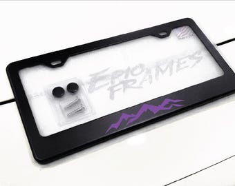 Marco de matrícula Purple Mountain de metal negro para coche, SUV y camión.