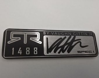 Engraved Custom RTR Vaughn Gittin JR Dash Plaque Black