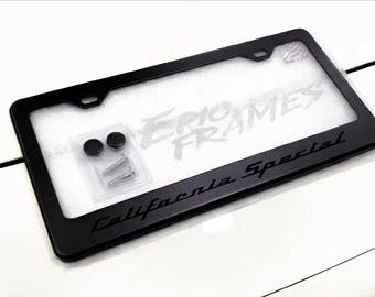 Cadre de plaque d'immatriculation spécial California noir sur noir Acier inoxydable noir