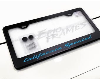 Blue California Special License Plate Frame Black Stainless-Steel Metal