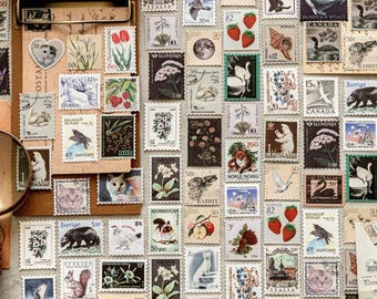 Vintage Postage Stamp Stickers Pack Stickers For Scrapbook Journaling Collage Travel Notebook Decor