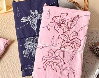 A6 Fabric Journal Cover: Floral Botanical Design, Refillable Planner Setup