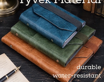 Refillable DuPont Paper Notebook For Journaling Planning Vintage Pocket Cover Blank Pages Elastic Closure