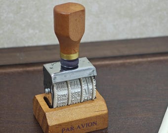 Vintage Wooden Rotary Date Stamp Adjustable Year Month Day Tool For Journaling Scrapbooking Planners