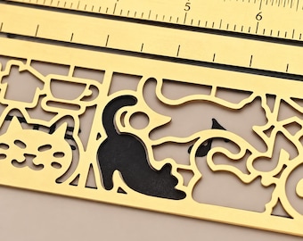 Copper Cat Stencil Ruler Bookmark For Journal Planner Drawing Crafts
