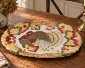 Vintage International Bazaar 18,5” Talerz z indykiem, dekoracja na Święto Dziękczynienia