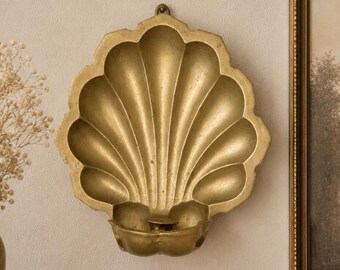 Vintage Brass Scallop Shell Sconce | Hand-Crafted India Coastal Decor