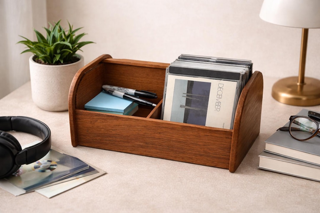 Vintage Teak Wood Organizer Box | Kalmar Mid-century Desk Storage - Etsy