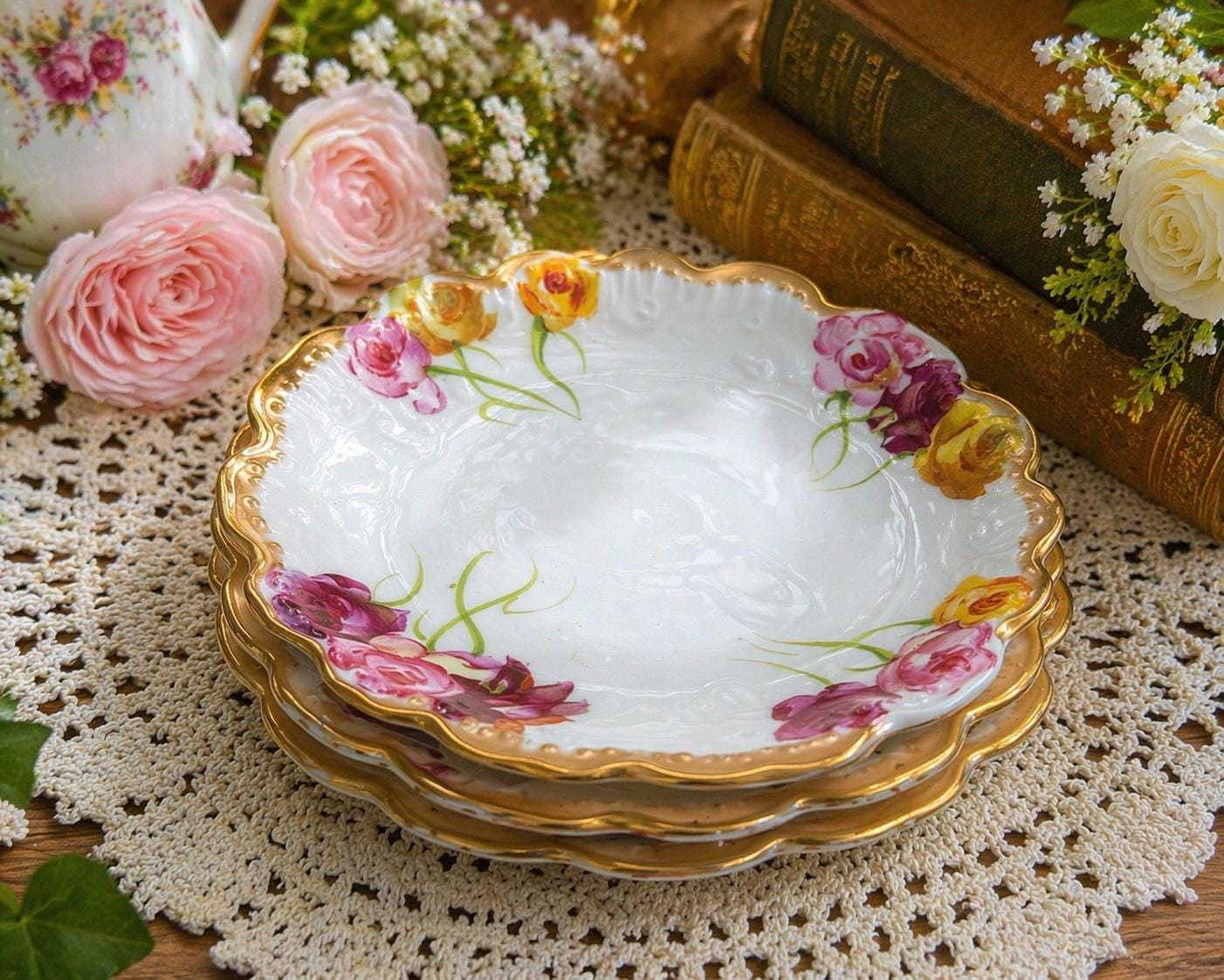 Handpainted Rose Plates - Etsy