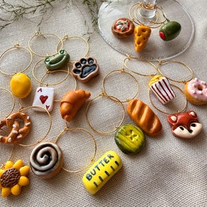 Handmade Polymer Clay Wine Charms | Fun Drink Markers for Parties, Gifts