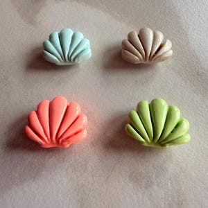 Seashell Magnet Set of 4 | Handmade Polymer Clay Beach Magnets | Coastal Fridge Decor