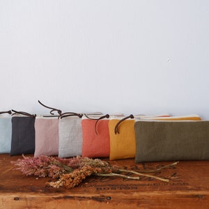 Slim Sized Linen Pencil Case, Zipper Pouch, Makeup Bag, Natural Linen, Back to School, Travel Organizer, Utensil Case, Handmade gift idea