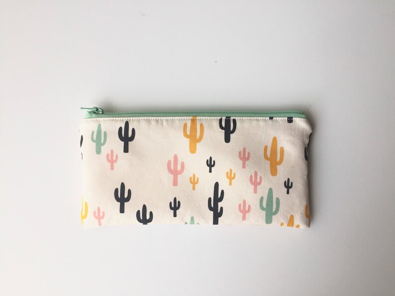 Cute Pencil Pouch Zipper Pouch Cactus Pencil Case Mint Zipper Back to School
