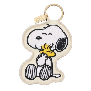 Peanuts Embroidered Patch Key Ring with Golden Metal Hardware