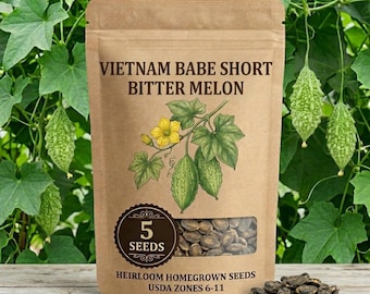 5-10 Green Babe Short Bitter Melon Seeds for Planting, Edible Garden Vine