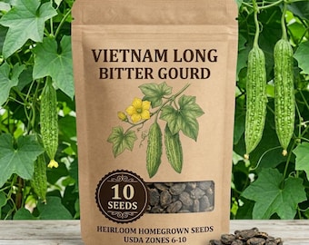 10-25 Green Long Bitter Gourd Seeds for Planting, Climbing Vegetable Vine, Easy Garden Seeds