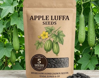 5-10 Apple Luffa Seeds for Planting, Rare Round Sponge Gourd, Climbing Vine Garden Plant