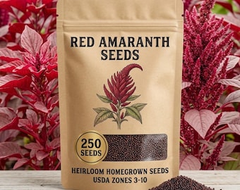 250-500 Red Amaranth Seeds for Planting, Easy Leafy Greens, Colorful Vegetable Garden