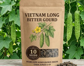 25-50 Long Bottle Gourd Seeds for Planting, Climbing Vegetable Vine, Warm-Season Vegetable
