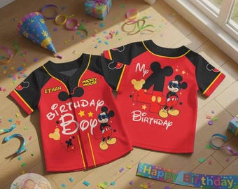 Camiseta de cumpleaños personalizada, camiseta personalizada para bebé niño, conjunto para el primer cumpleaños de niño, camiseta familiar de Disney - Regalo de jersey para niños, camiseta de primer cumpleaños