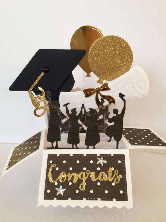 Congratulation Graduation Cap 3d Pop Up Handmade Origami Gift Card
