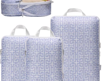3PC Compression Packing Cubes – Luggage Organizer Set for Travel - Space Saver for Suitcase & Backpack - Boho Blue