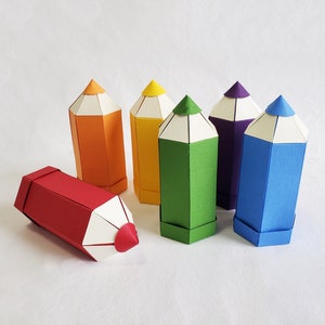 Large Colored Paper Pencil Boxes | Party Favors | Gift Box – Set of 6