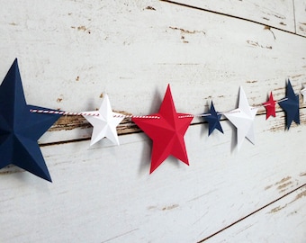 Red, White, and Blue Patriotic Stars Garland | Banner