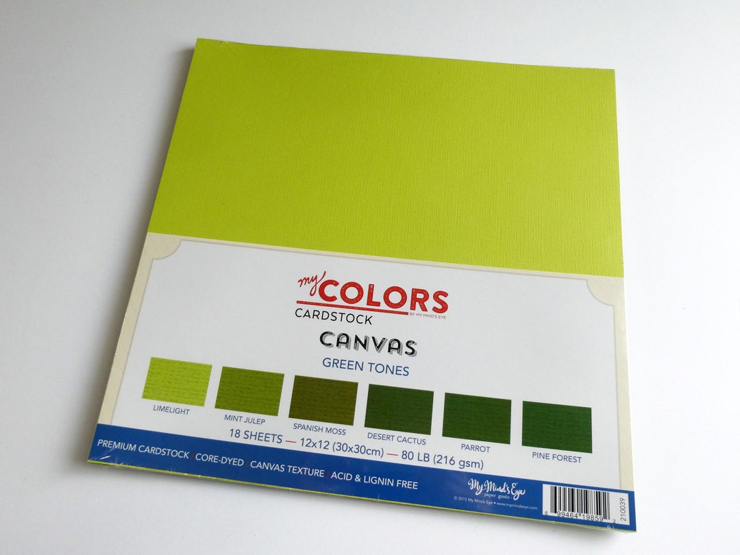 12x12 Cardstock Green Tones 18 Sheet Paper Pack Etsy