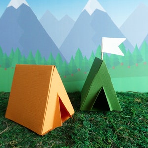 Camping Tent Box Party Favor Gift Box Cake Topper Decoration Set of 8 image 4