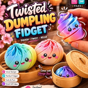 Verdrehter Knödel-Fidget (STL, 3MF) | Beliebtes Drehspielzeug | Spiral-Fidget (3D-Druckdatei) | Niedlicher, weicher Knödel (STL) | Sofort-Download