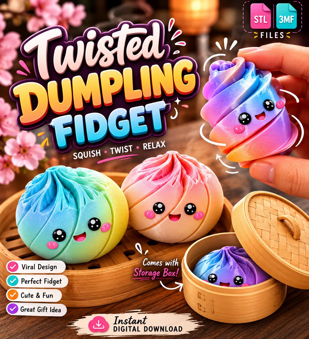Dumpling squishy mystery - Jouet malléable vapeur avec visage, anti stress doigt Cuneary