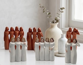 Resin Sisters-beeldje | Vriendschapssculptuur voor 2, 3 of 4 vrienden | Minimalistisch verjaardagscadeau voor beste vriend | Aandenken aan Soul Sisters