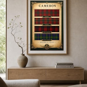 Cameron Tartan Swatch Print | Scottish Tartan Wall Art, Clan Cameron Pattern Print, Family Tartan Gift | Digital Download