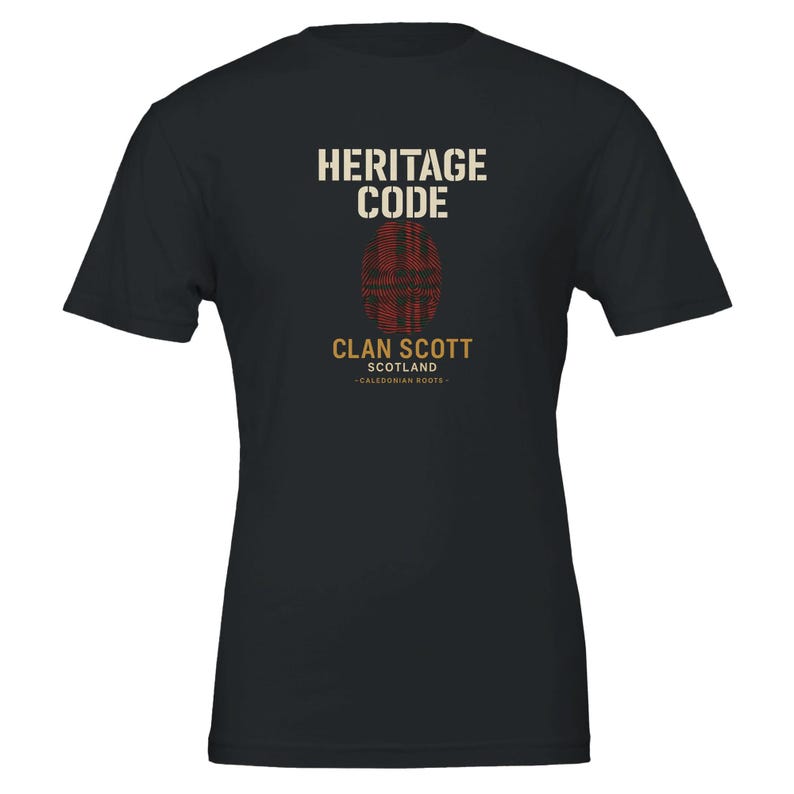 Scott Heritage Code Tee | Scottish Clan Streetwear T-Shirt | Tartan Fingerprint Design + Free Digital Print image 3