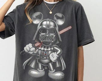 Funny Mickey Darth Vader Shirt, Disney Star Wars Mickey Ears Tee, Cute Sci Fi Superhero Mashup Shirt, Galactic Empire Outfits, Galaxy Edge