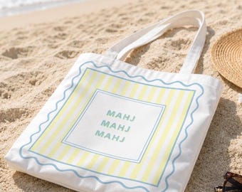 Cabana Stripe Mahjong Bag | Poolside Canvas Tote Bag | MAHJ Collection