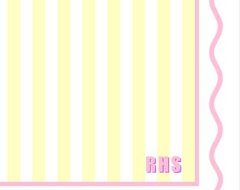 Cabana Stripe Mahjong Mat - Cotton Candy | Custom Monogram Mahjong Mat with Travel Bag |  Mahj Social Club Collection