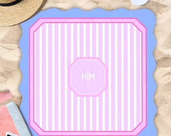Scalloped Mahjong Mat |Custom Monogram Mahjong Mat | Mahjong Lovers Gift | Personalized Gifts for Her (Multi-Size -Ship Rolled up)
