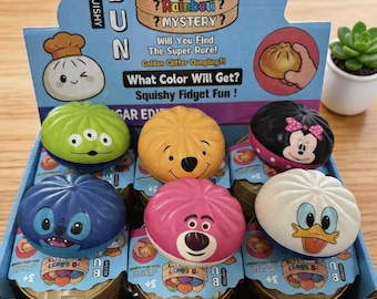 Disney IP Collaboration Squishy Bun Blind Box, Mystery Dumpling Disney Character Squishy Bun Blind Box, Student Stress Relief Essentials