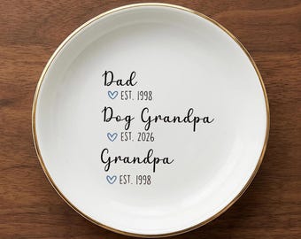 Personalized Dad Grandpa Ring Dish,Custom Name Jewelry Dish, Personalized Gift for Dad for Mom