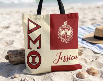 Personalized Delta Sigma Theta Tote Bag, Customize Sorority Tote Bag, Beach Bag, Sisterhood Gift
