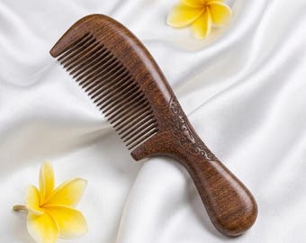 Handmade Sandalwood Comb, Wooden Hair Comb, Anti Static Comb, Natural Hair Care Accessory