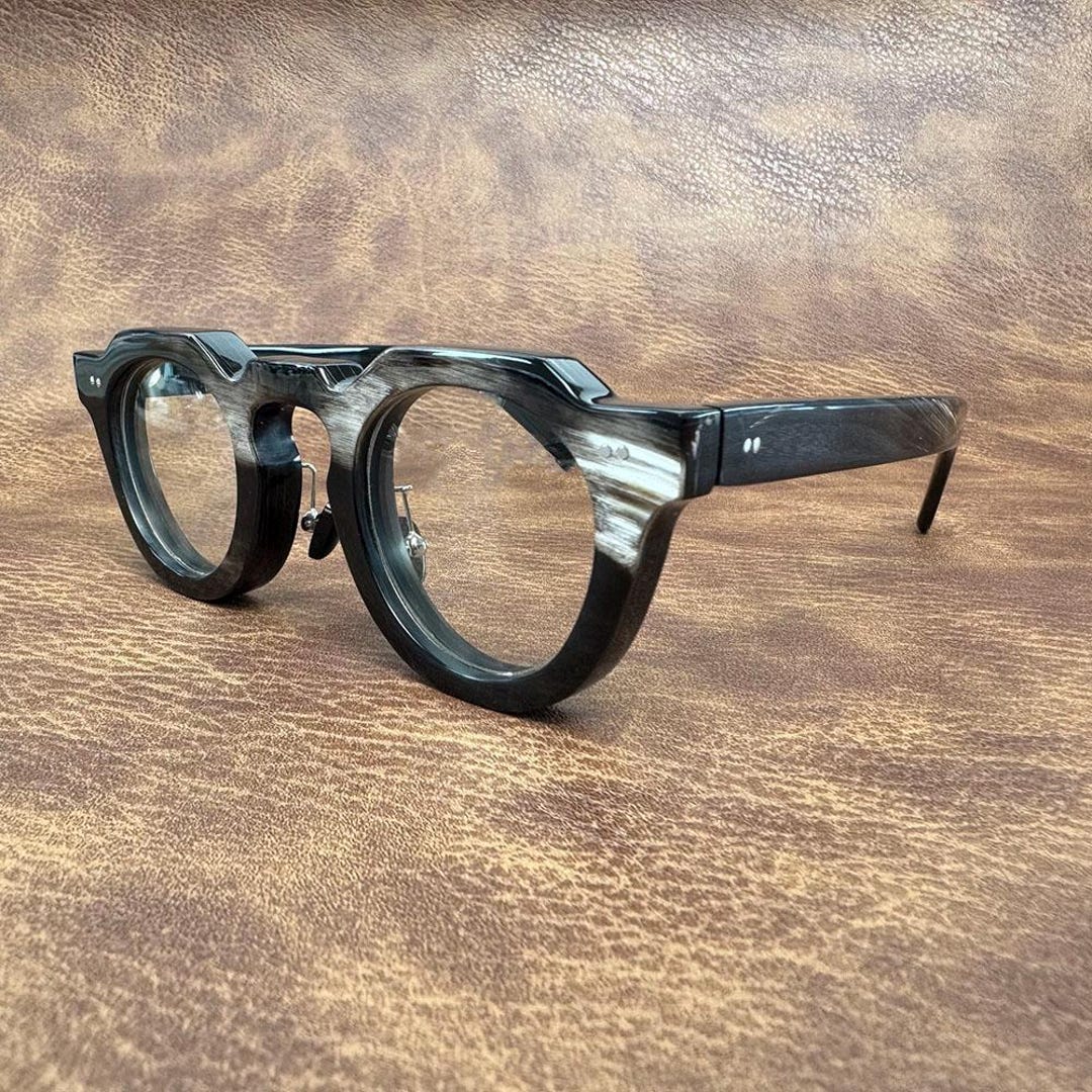 Handmade Buffalo Horn Eyeglasses: Thick Stripes, Classic Rivets, Unique ...