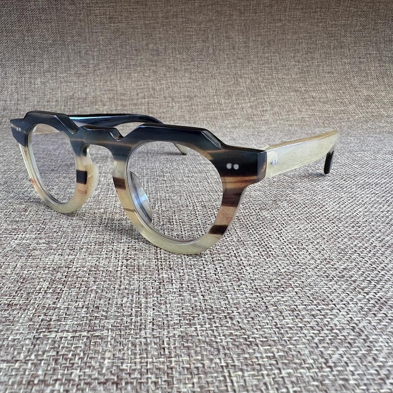 Handmade Natural Horn Eyeglass Frames: Unique Polygon Vintage ...