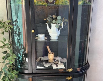 DO NOT BUY- Sample Viewing Only- Custom Arched China Cabinet Refinished Moody Western Display Cabine
