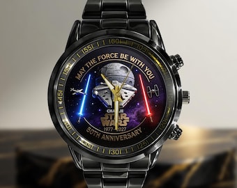 The Force 50th Anniversary Hand Watch for Spaceship War Movie Lover, Space Sci-fi Fan Wrist Watch