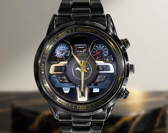 Mustang Steering wheel wristwatch Leather Band